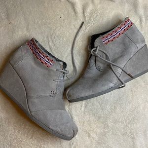 Tom’s Gray Booties with embroidered detail